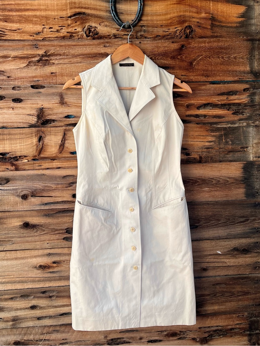 DONNA KAREN | Vintage Cream Button-Front Shirt Dress 4